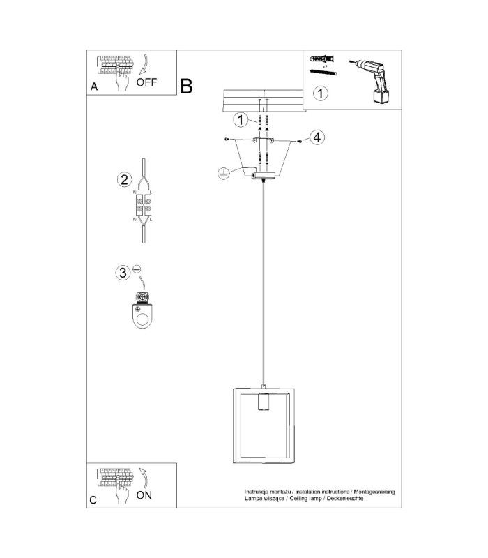 Aries Square Pendant Ceiling Light White-14