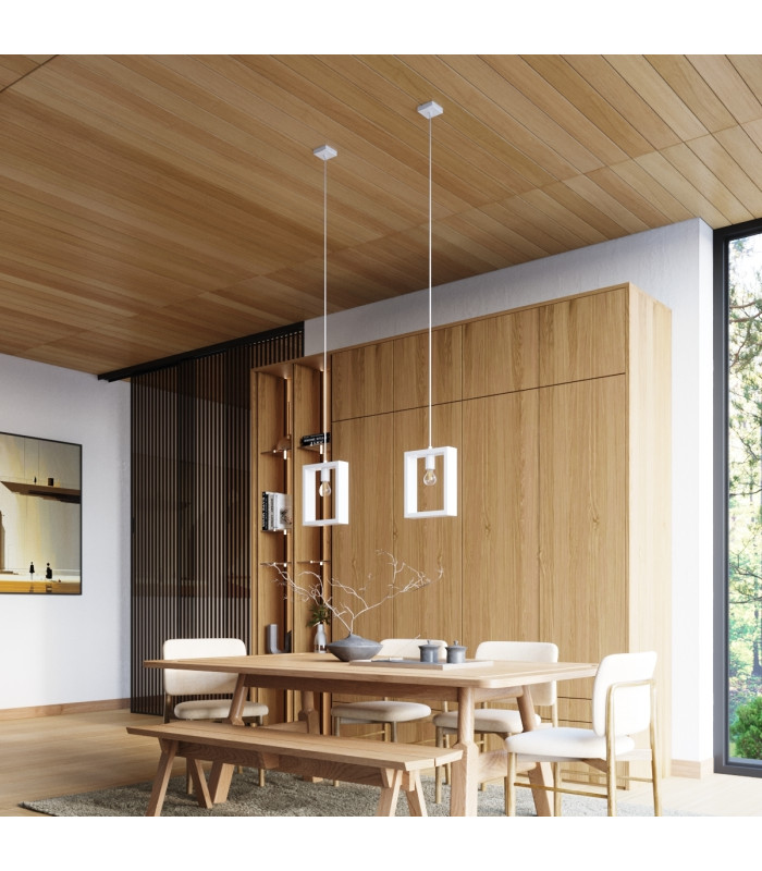 Aries Square Pendant Ceiling Light White-17