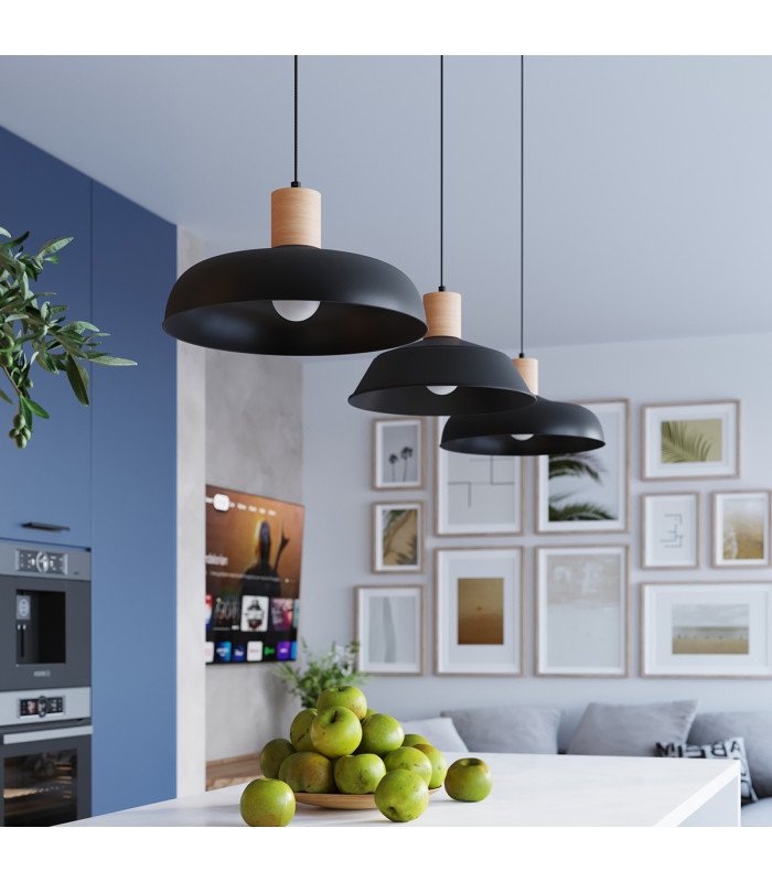 Fano 34cm Dome Pendant Ceiling Light Black-18
