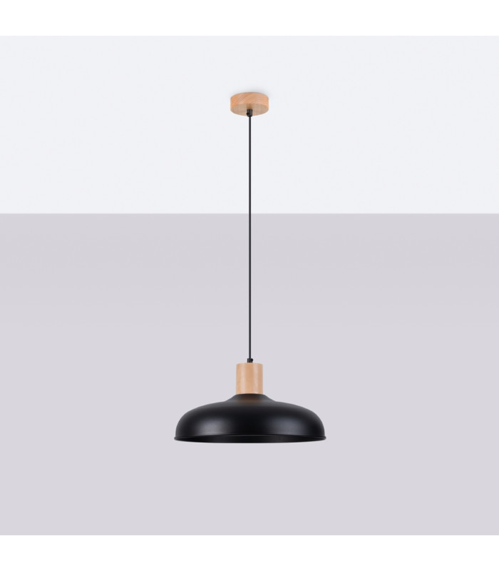 Indy 38cm Dome Pendant Ceiling Light Black-3