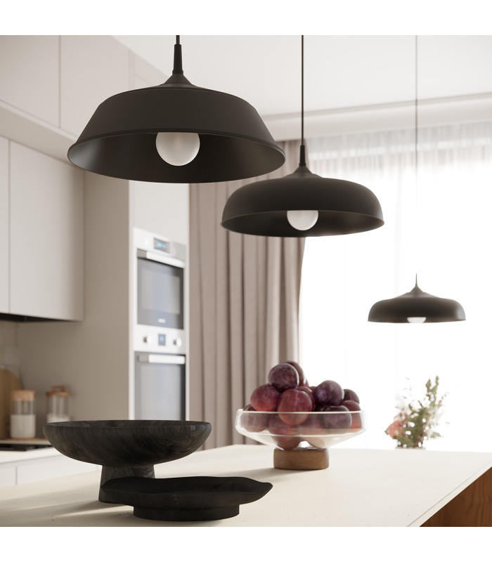 Frika 34cm Dome Pendant Ceiling Light Black-15