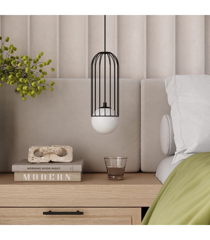 Brina Single Globe Pendant Ceiling Light Black-16