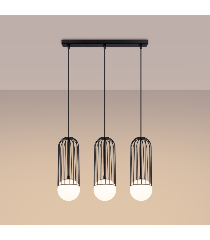 Brina Bar Pendant Ceiling Light 3 Globe Black-2