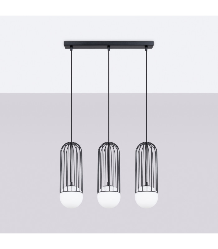 Brina Bar Pendant Ceiling Light 3 Globe Black-3