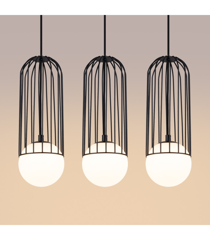 Brina Bar Pendant Ceiling Light 3 Globe Black-5