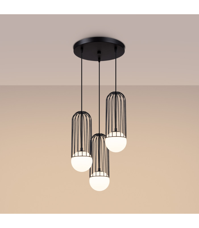 Brina Cluster Pendant Ceiling Light 3 Globe Black-2