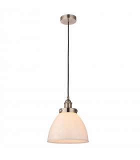 1 Light Pendant Gloss Opal Duplex Glass, Satin Nickel Plate, E27 - 1