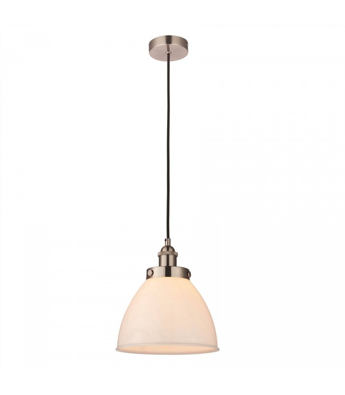 1 Light Pendant Gloss Opal Duplex Glass, Satin Nickel Plate, E27 - 1