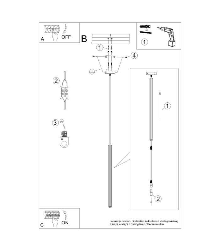 Arche Slim Pendant Ceiling Light Black-14