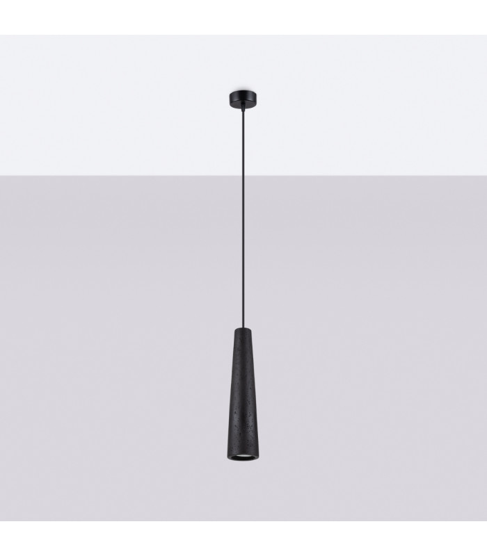 Electra Slim Pendant Ceiling Light Black Concrete-3