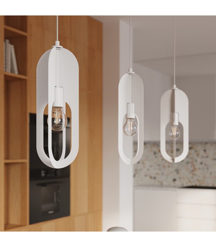 Nicus Wire Frame Pendant Ceiling Light White-17