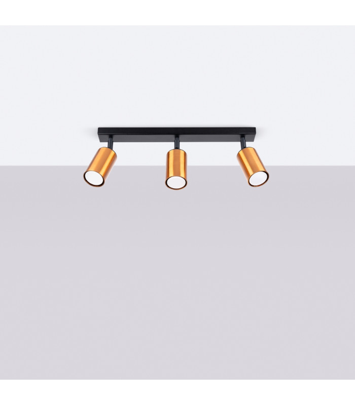 Winx 3 Light Ceiling Spotlight Bar Black Copper-3