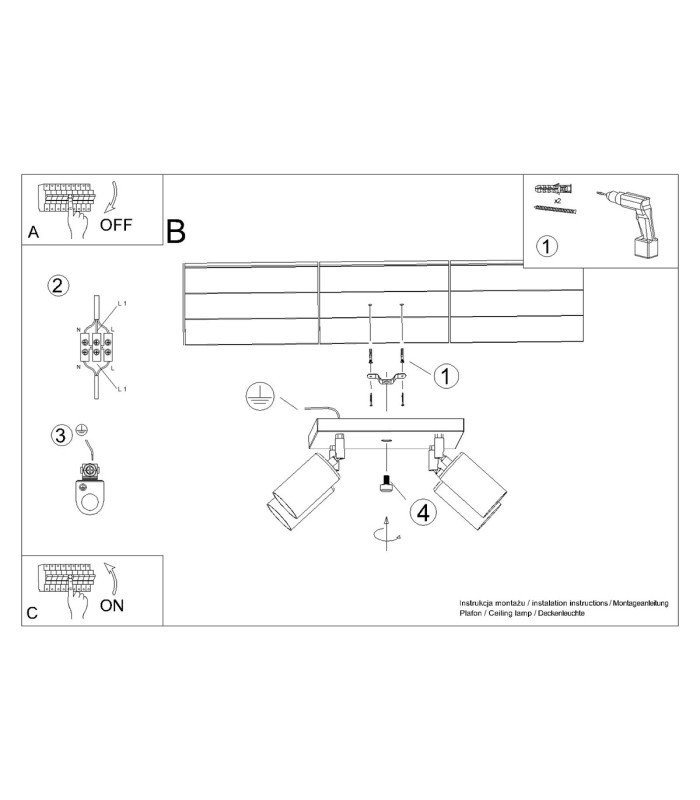 Winx 4 Light Ceiling Spotlight Clusters Black Copper-9