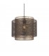 1 Light Cylindrical Pendant Matt Black Paint, Antique Brass Mesh , E27 - 1