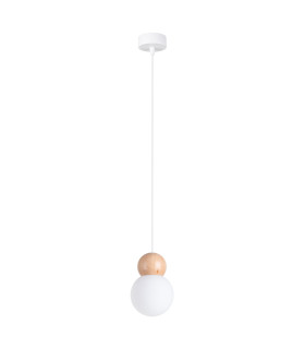 Pekka Globe Pendant Ceiling Light White Natural Wood-1
