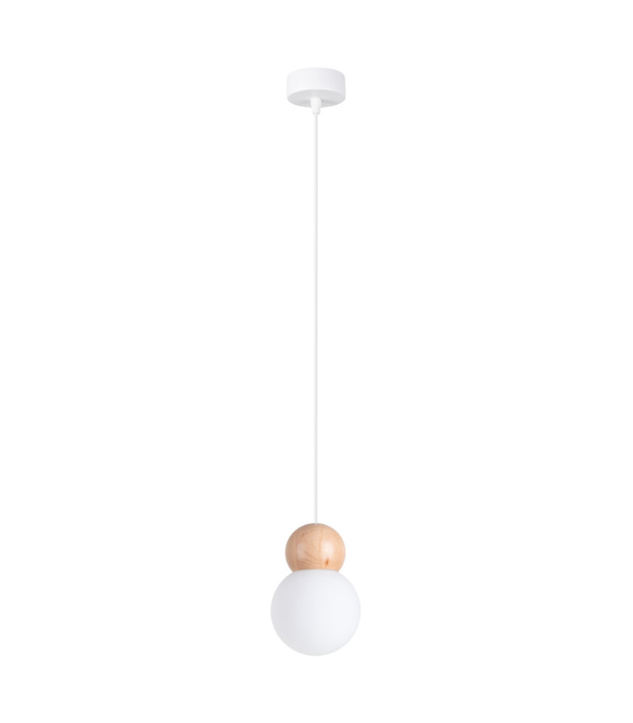 Pekka Globe Pendant Ceiling Light White Natural Wood-1