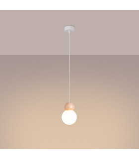 Pekka Globe Pendant Ceiling Light White Natural Wood-2