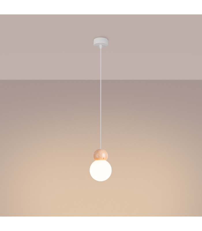 Pekka Globe Pendant Ceiling Light White Natural Wood-2