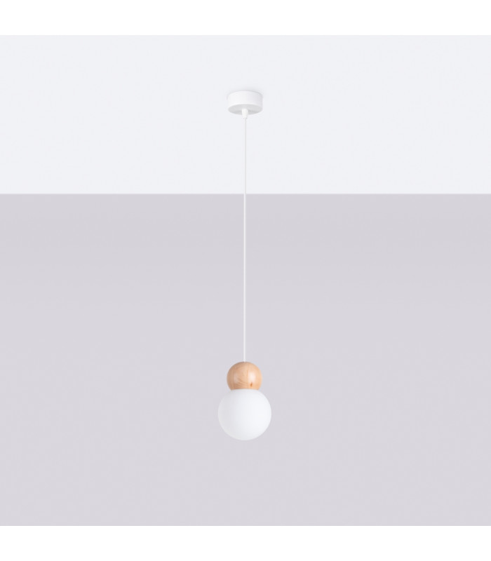 Pekka Globe Pendant Ceiling Light White Natural Wood-3