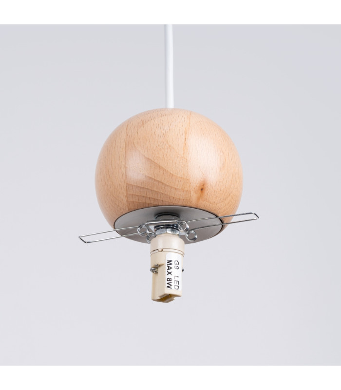 Pekka Globe Pendant Ceiling Light White Natural Wood-5