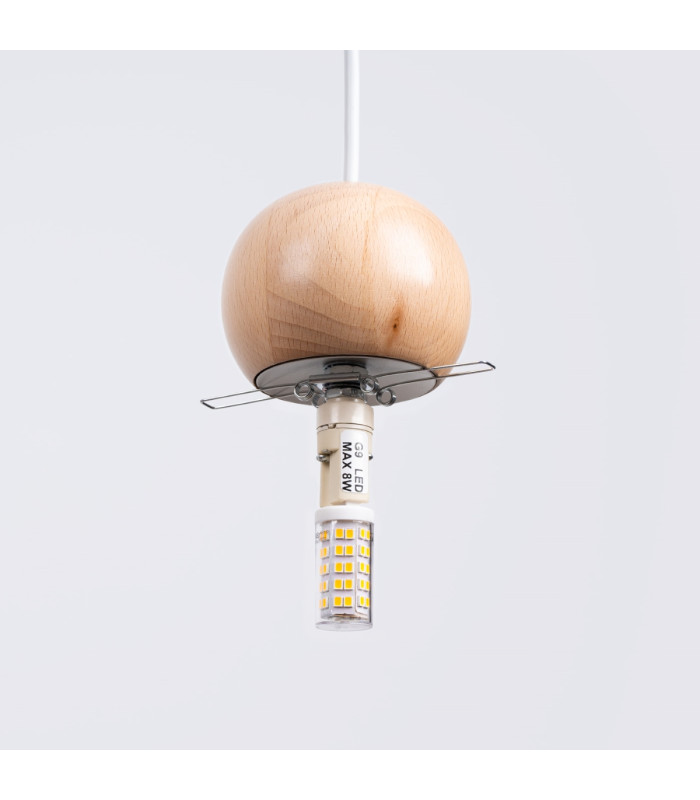 Pekka Globe Pendant Ceiling Light White Natural Wood-6