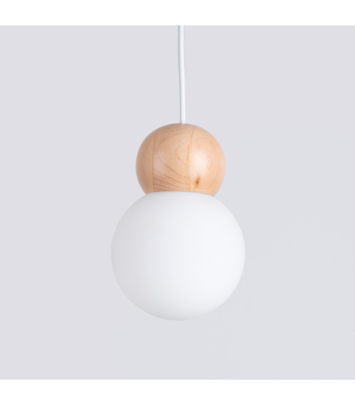 Pekka Globe Pendant Ceiling Light White Natural Wood-7
