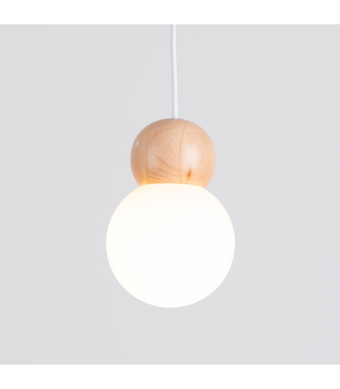 Pekka Globe Pendant Ceiling Light White Natural Wood-8