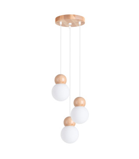 Pekka Cluster Pendant Ceiling Light White Natural Wood-1