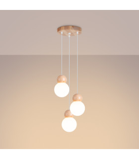 Pekka Cluster Pendant Ceiling Light White Natural Wood-2