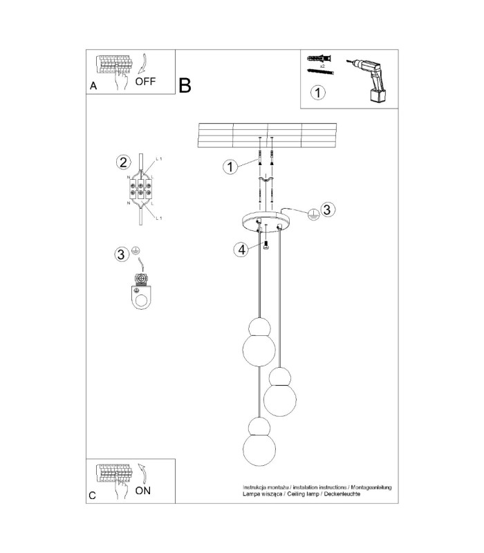 Pekka Cluster Pendant Ceiling Light White Natural Wood-11