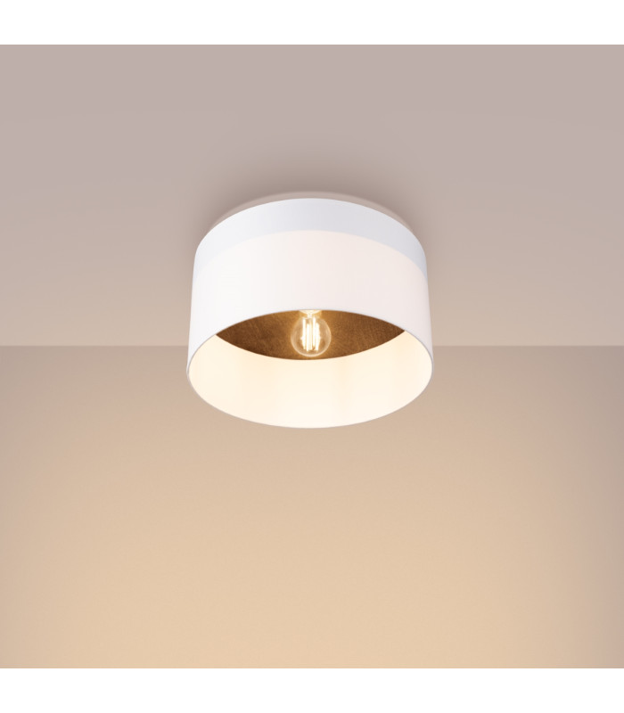 Telesto Cylindrical Ceiling Light White Dark Brown-2