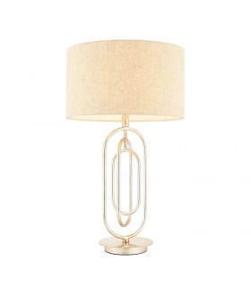 1 Light Table Lamp Antique Silver Leaf, Natural Linen Mix, E27 - 1