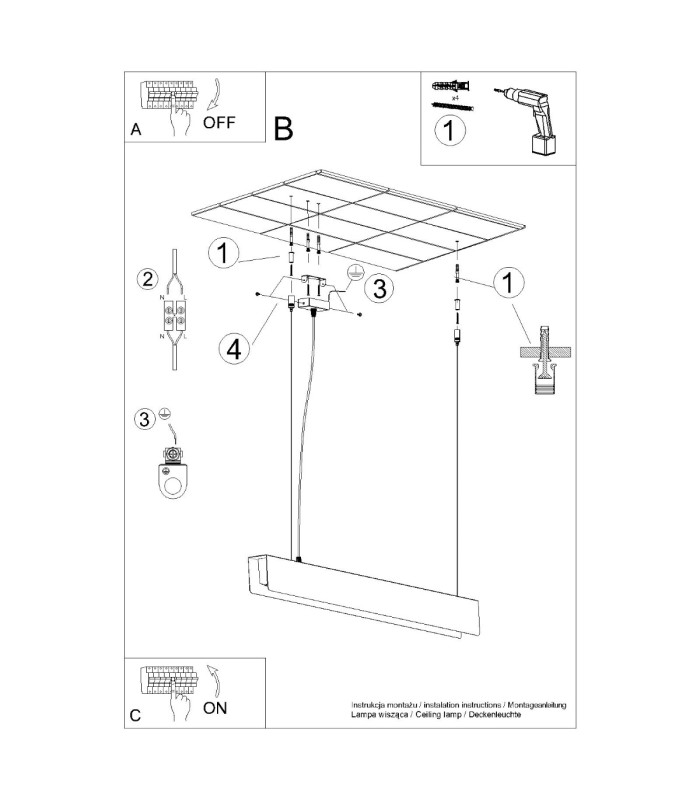 Spark Bar Pendant Ceiling Light White-14