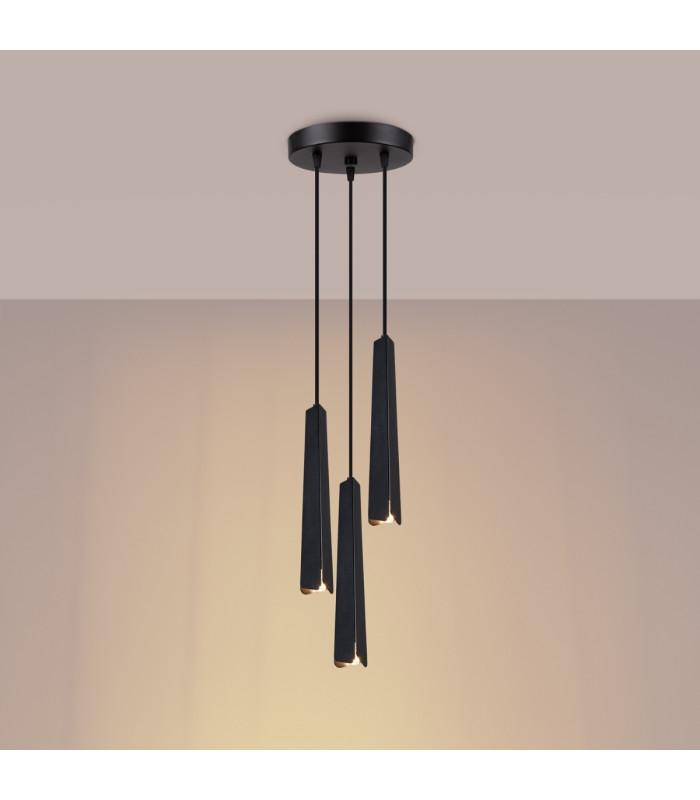 Prysm 3 Light Cluster Pendant Ceiling Light Black-2