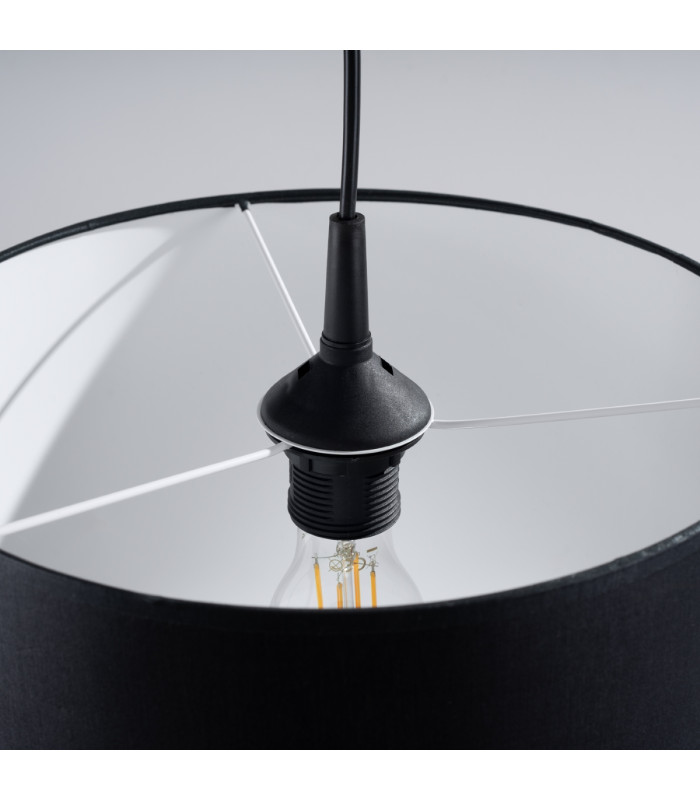 Nova Cylindrical Pendant Ceiling Light 30cm Black-7