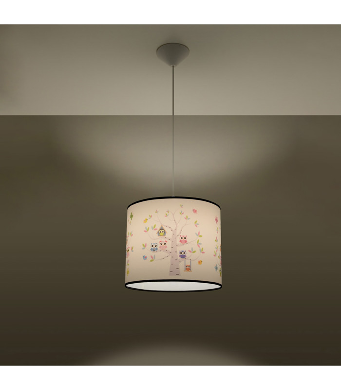 Sowy Cylindrical Pendant Ceiling Light Owls 40cm-2