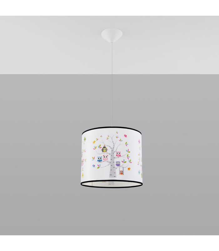 Sowy Cylindrical Pendant Ceiling Light Owls 40cm-3
