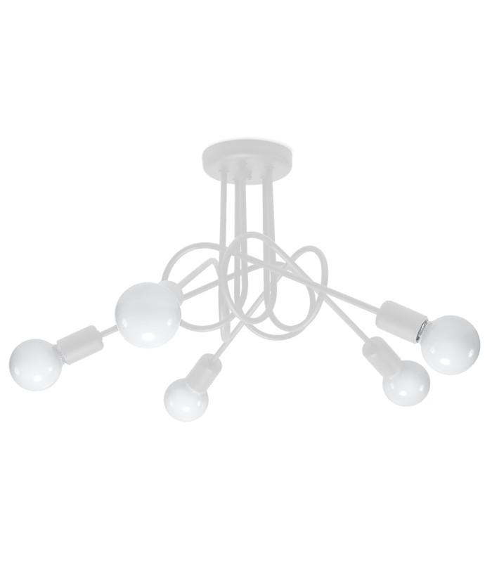 Loop Multi Arm Semi Flush Ceiling Lamp 5 White-1