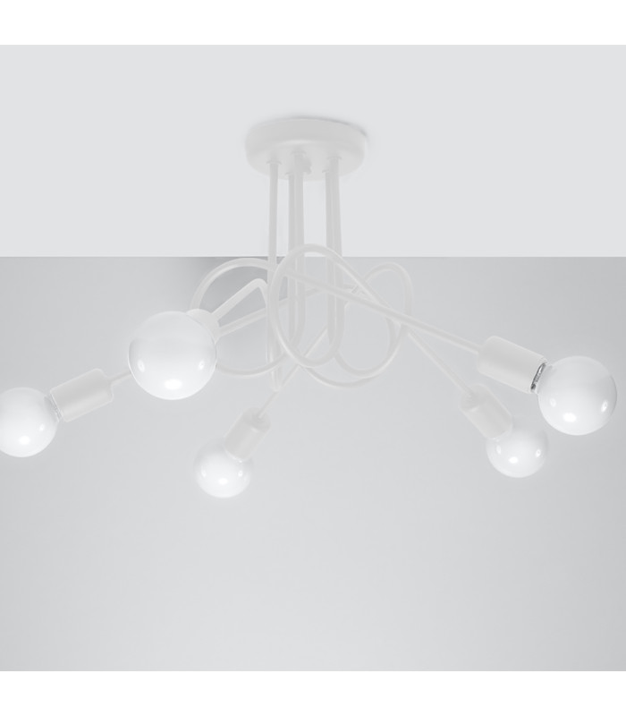 Loop Multi Arm Semi Flush Ceiling Lamp 5 White-3