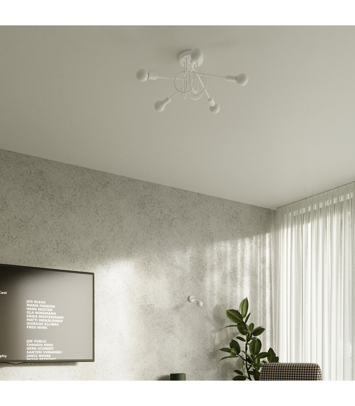 Loop Multi Arm Semi Flush Ceiling Lamp 5 White-5