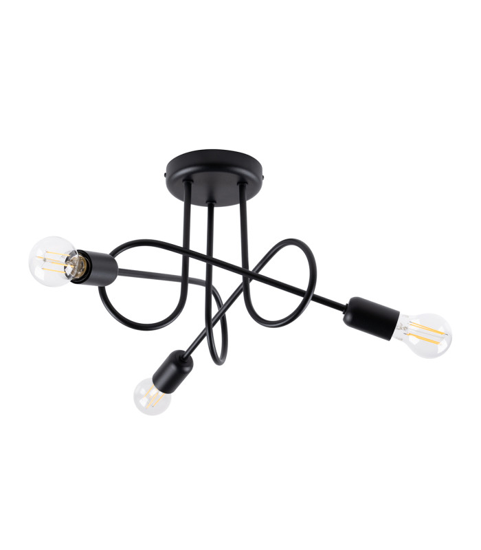 Loop Multi Arm Semi Flush Ceiling Lamp 3 Black-1