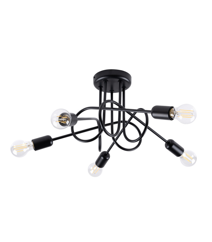 Loop Multi Arm Semi Flush Ceiling Lamp 5 Black-1