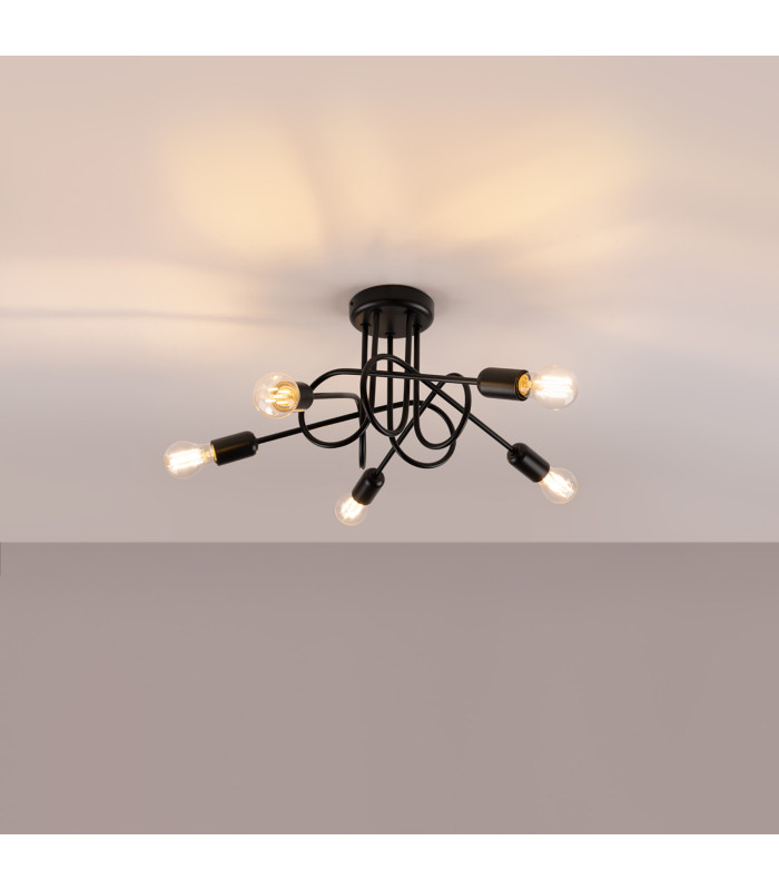 Loop Multi Arm Semi Flush Ceiling Lamp 5 Black-2
