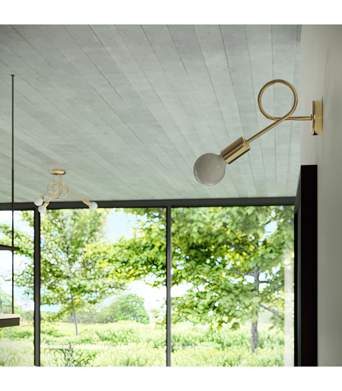 Loop Multi Arm Semi Flush Ceiling Lamp 3 Glossy Gold-7