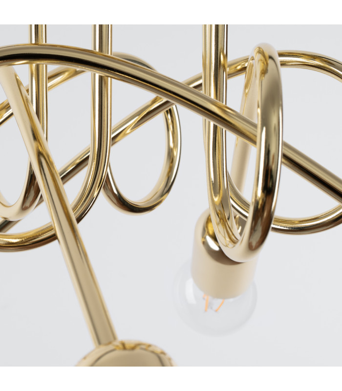 Loop Multi Arm Semi Flush Ceiling Lamp 5 Glossy Gold-4