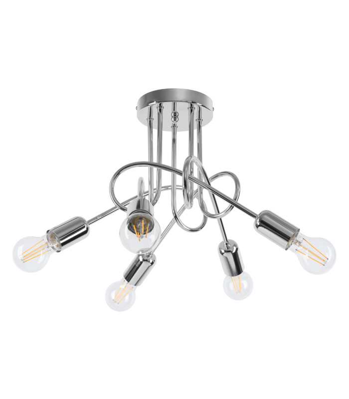 Loop Multi Arm Semi Flush Ceiling Lamp 5 Chrome-1