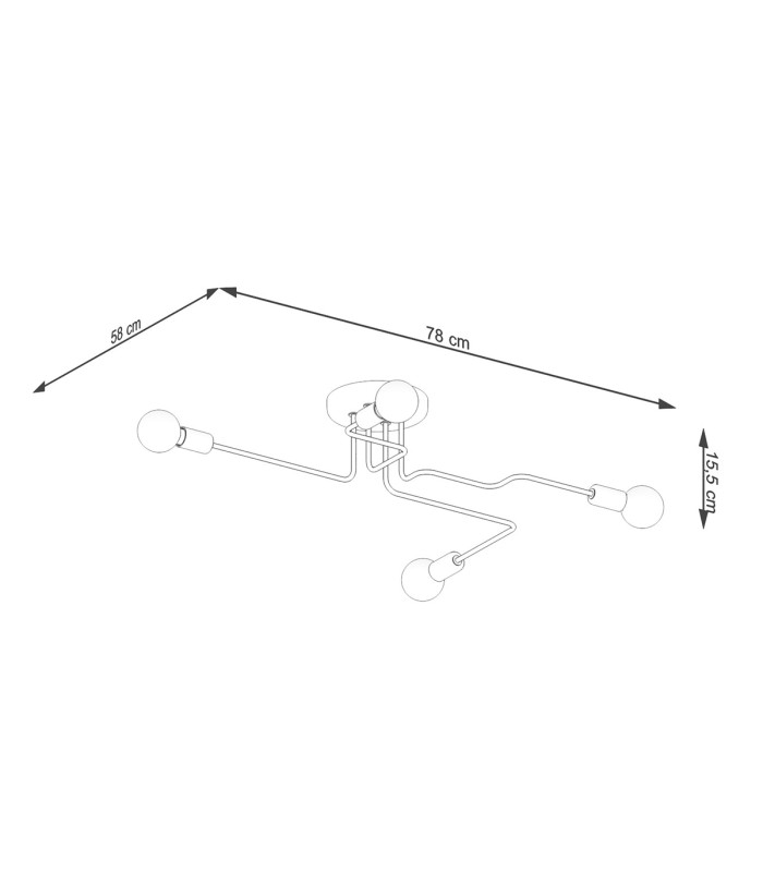 Vector Multi Arm Semi Flush Ceiling Lamp 4 White-4