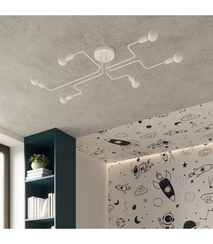 Vector Multi Arm Semi Flush Ceiling Lamp 4 White-7