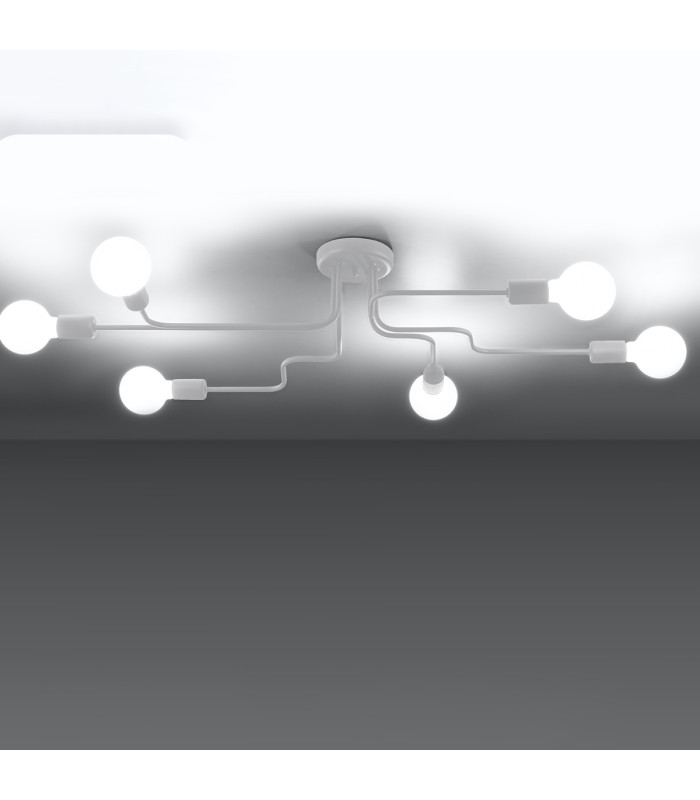 Vector Multi Arm Semi Flush Ceiling Lamp 6 White-2