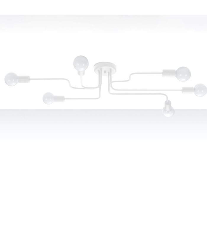 Vector Multi Arm Semi Flush Ceiling Lamp 6 White-3